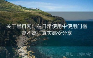 关于黑料网：在日常使用中使用门槛高不高，真实感受分享