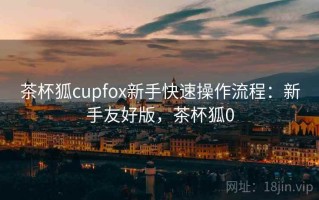 茶杯狐cupfox新手快速操作流程：新手友好版，茶杯狐0