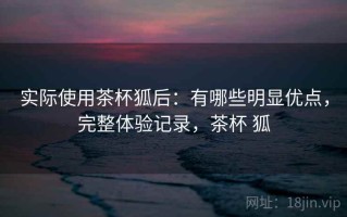 实际使用茶杯狐后：有哪些明显优点，完整体验记录，茶杯 狐
