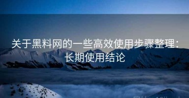 关于黑料网的一些高效使用步骤整理：长期使用结论